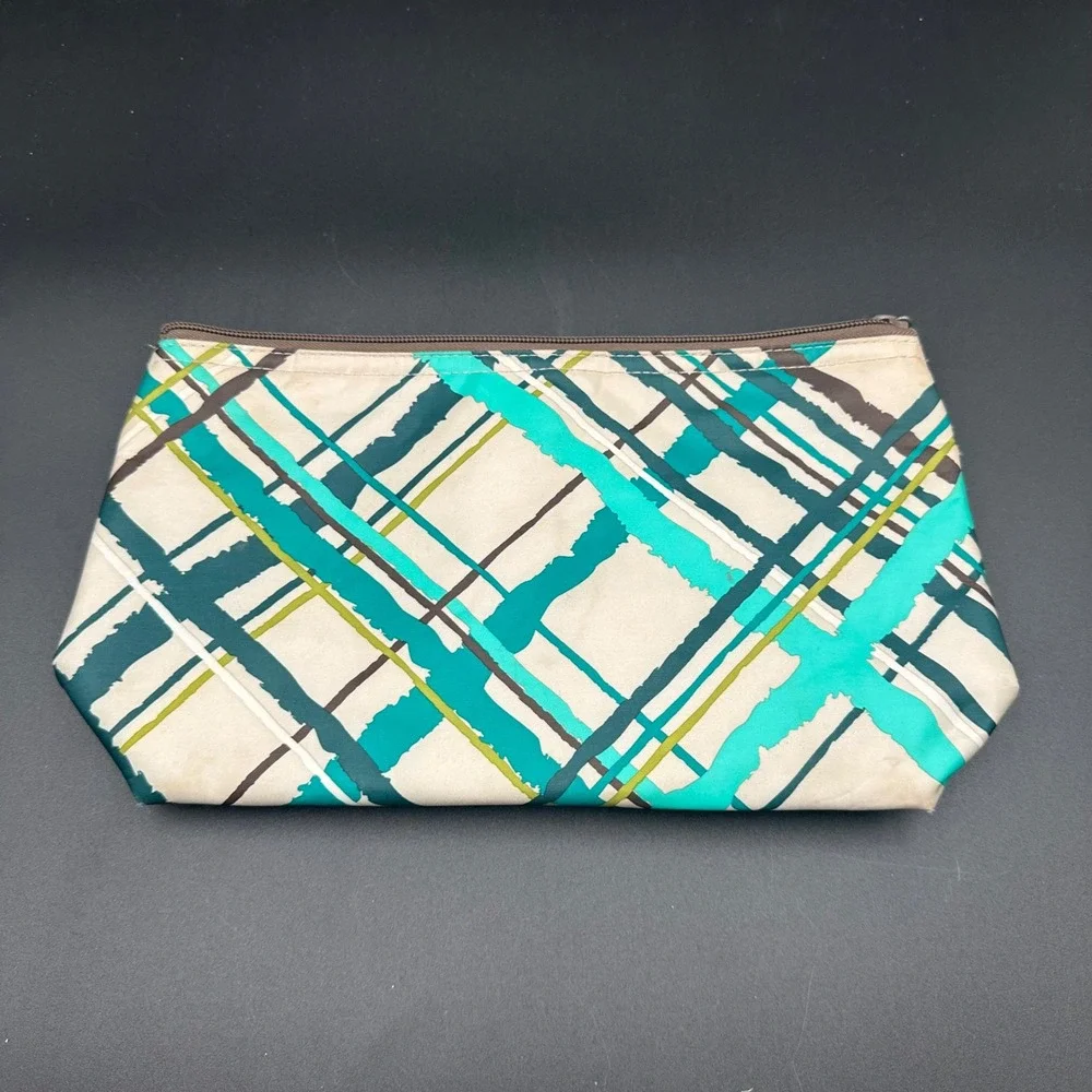 Thirty-One Cosmetic Bag Zipper‎ Pouch Small Insulated Travel Makeup Turquoise